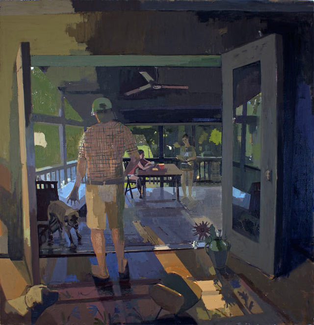Fathers, Dogs, Daughters oil on linen 62 x 60 inches